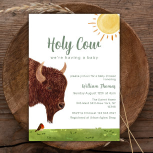 Invitation Baby shower animal de la ferme de la vache Sainte