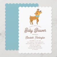 Baby shower animal d'hiver. Cerf boisé mignon
