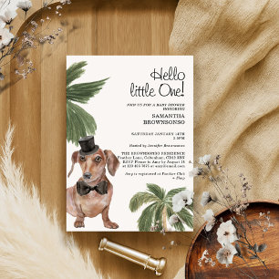 Invitation Baby shower animal garçon rustique Palm Dachshund 