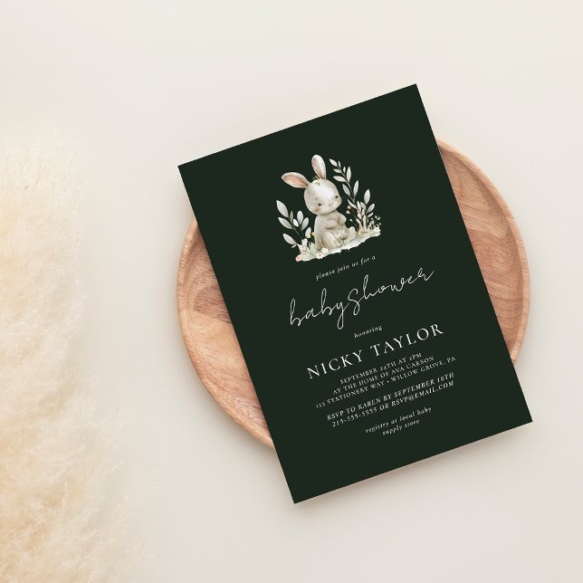 Invitation Baby shower animal mignon de la forêt verte (Créateur téléchargé)