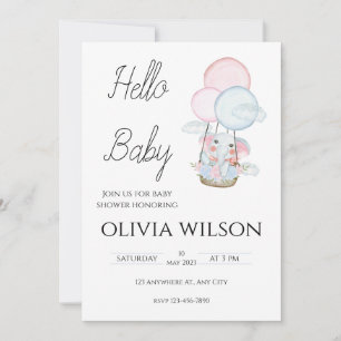 Invitation Baby shower animal minimal blanc gratuit