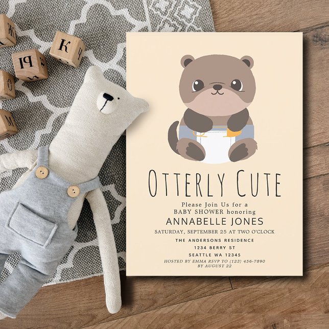 Invitation Baby shower animal Otter Otter Otter (Créateur téléchargé)