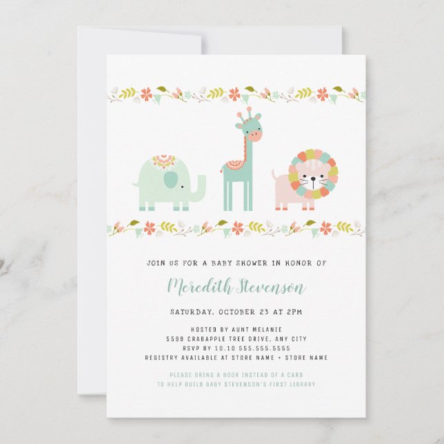 Invitation Baby shower animal sauvage de Boho neutre invitati (Devant)