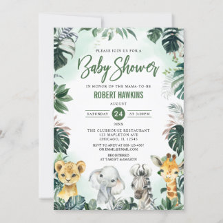 Invitation Baby shower animal sauvage de la Jungle tropicale