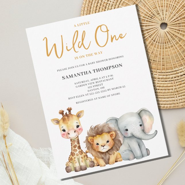 Invitation Baby shower animalier Little Wild One Safari (Créateur téléchargé)