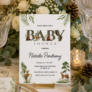 Invitation Baby Shower Animaux de la Forêt