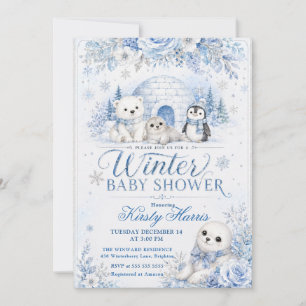 Invitation Baby-Shower Animaux d'Hiver