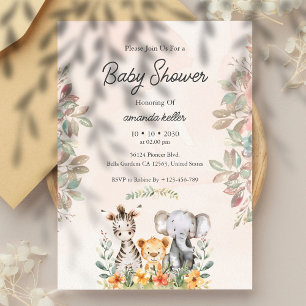 Invitation Baby shower Animaux Safari