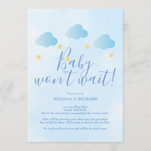 Invitation Baby shower Annulation Douche bleue par la poste
