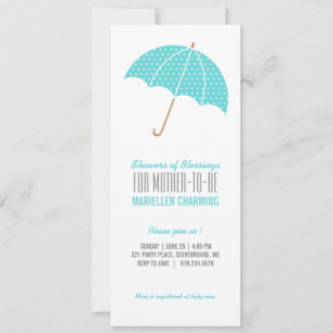 Invitation baby shower aqua retro polka dot