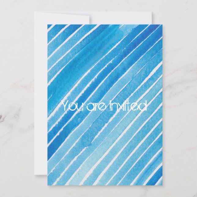 Invitation Baby shower Aqua Watercolor Stripes (Devant)