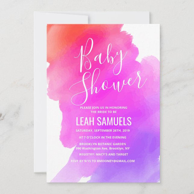 Invitation baby shower aquarelle (Devant)