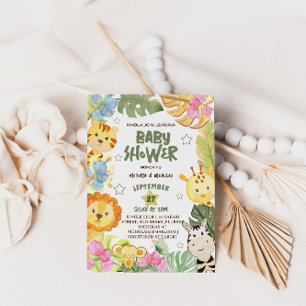 Invitation Baby Shower aquarelle Animaux de Safari