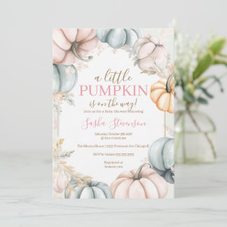 Invitation Baby shower aquarelle citrouille d'automne