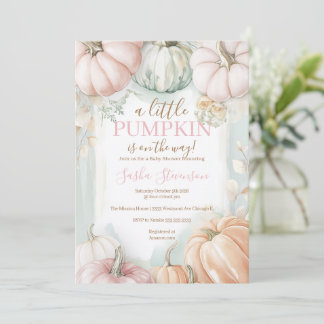 Invitation Baby shower aquarelle citrouille d'automne
