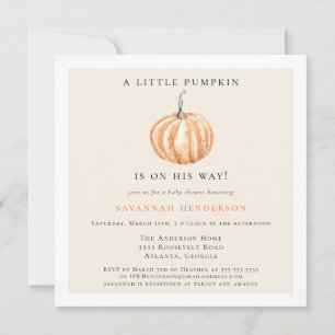 Invitation Baby Shower Aquarelle Petite Citrouille En Route