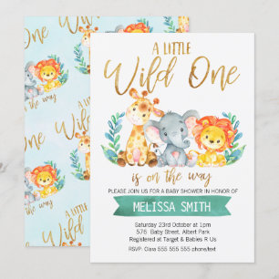Invitation Baby Shower Aquarelle Safari Bébé Sauva