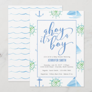 Invitation Baby shower aquatique Nautical Boy
