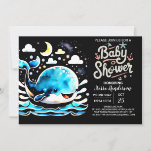 Invitation Baby shower aquatique nautique de baleine