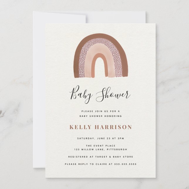 Invitation Baby shower arc-en-ciel (Devant)
