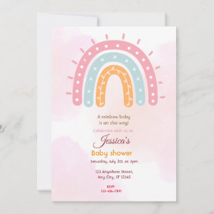Invitation Baby shower arc-en-ciel