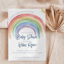 Invitation Baby shower arc-en-ciel aquarelle | Sex