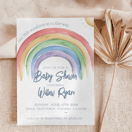 Invitation Baby shower arc-en-ciel aquarelle | Sex