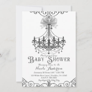 Invitation Baby Shower Arc-en-Ciel Blanc et Argent