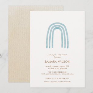 Invitation Baby shower arc-en-ciel bleu Boho
