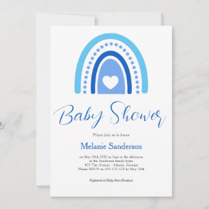 Invitation Baby shower arc-en-ciel bleu Boho
