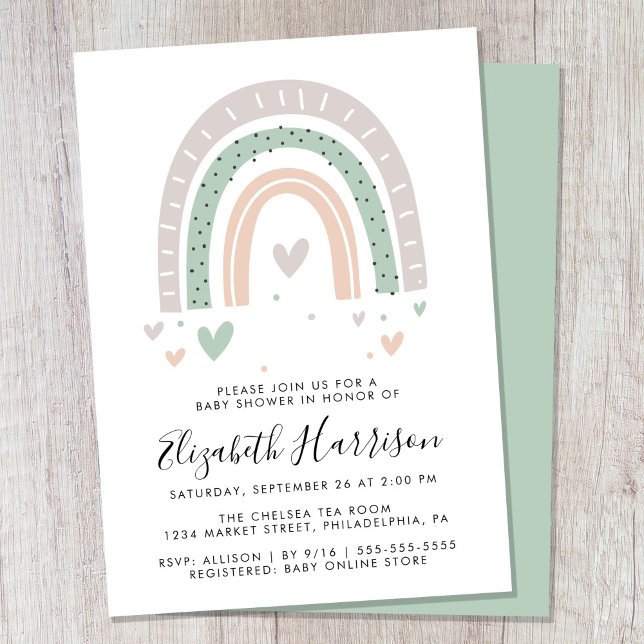 Invitation Baby shower arc-en-ciel Boho (Créateur téléchargé)