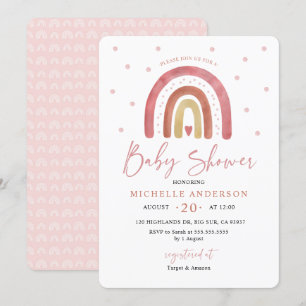 Invitation Baby shower arc-en-ciel Boho