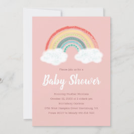 Invitation Baby shower arc-en-ciel Boho