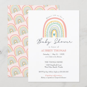 Invitation Baby shower arc-en-ciel Boho Main Drat Heart
