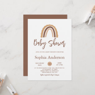 Invitation baby shower arc-en-ciel Boho marron