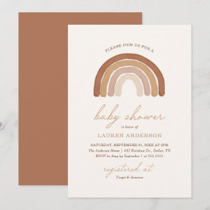 Invitation Baby shower arc-en-ciel Boho Terracotta