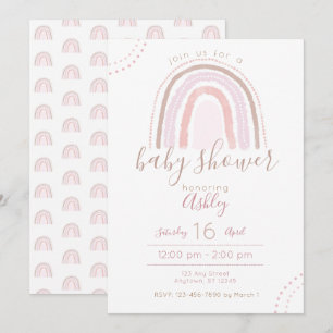 Invitation Baby shower Arc-en-ciel de Boho moderne saupoudré
