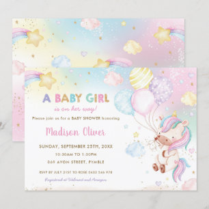 Invitation Baby shower arc-en-ciel de Unicorn géant
