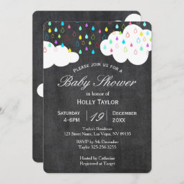 Invitation Baby shower arc-en-ciel en tableau noir