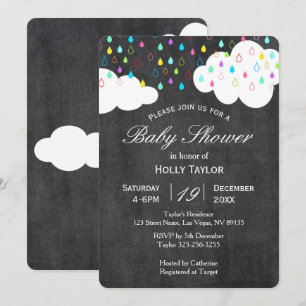 Invitation Baby shower arc-en-ciel en tableau noir