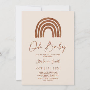 Invitation Baby shower arc-en-ciel en terre cuite de Boho