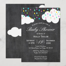 Invitation Baby shower arc-en-ciel et nuages