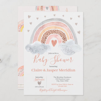 Invitation Baby shower Arc-en-ciel moderne Boho