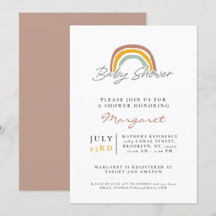 Invitation Baby shower arc-en-ciel neutre