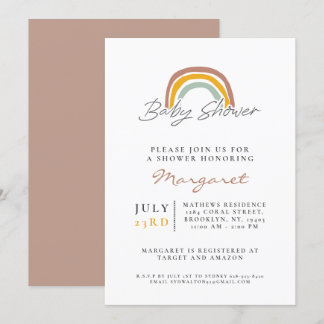 Invitation Baby shower arc-en-ciel neutre