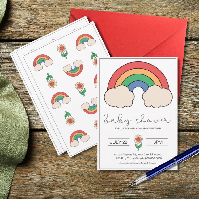 Invitation Baby shower arc-en-ciel, non sexiste (Créateur téléchargé)