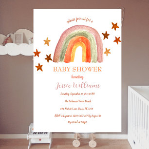 Invitation Baby shower arc-en-ciel Orange Terracotta Boho