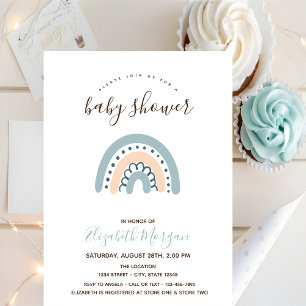 Invitation Baby shower arc-en-ciel Pastel