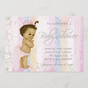 Invitation Baby-Shower Arc-en-Ciel Pastel Rétro