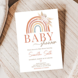 Invitation Baby shower arc-en-ciel rose Pampas Grass Boho